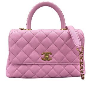 CHANEL Coco Handle Shoulder Bag Pink